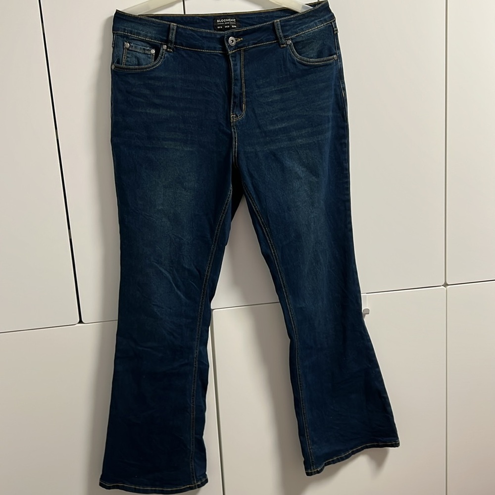 BloomChic Blue Flare Wide Leg Jeans - Picture 7 of 11